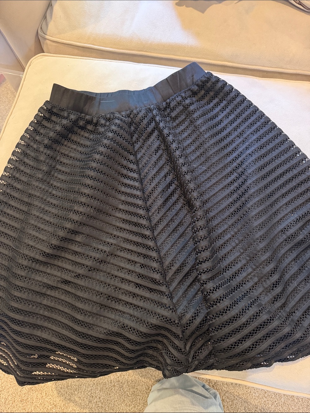 Black Lace Overlay A-Line Skirt